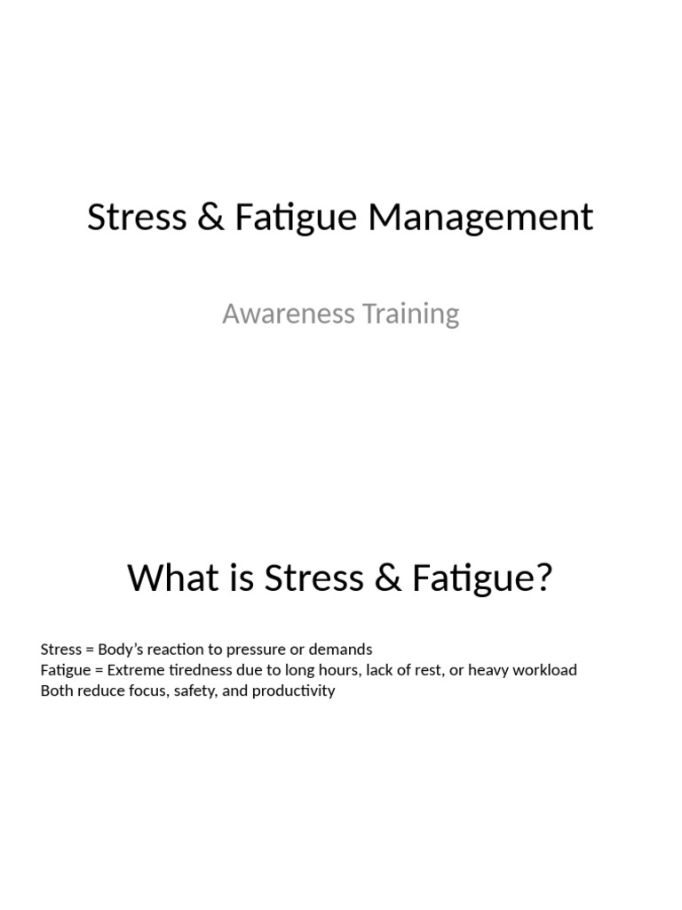 Stress and Fatigue Management Training | PDF