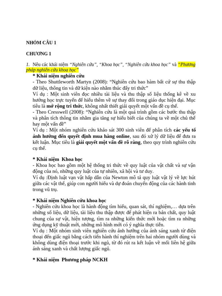 Đề Cương Ôn Thi PPNCKH | PDF