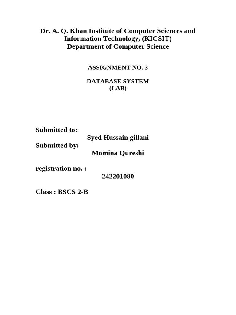Database System Assignment: SQL Queries | PDF