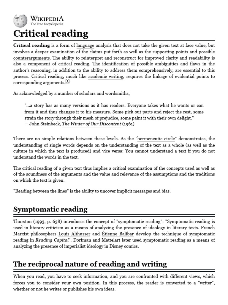 Understanding Critical Reading Techniques | PDF | Learning | Academic ...