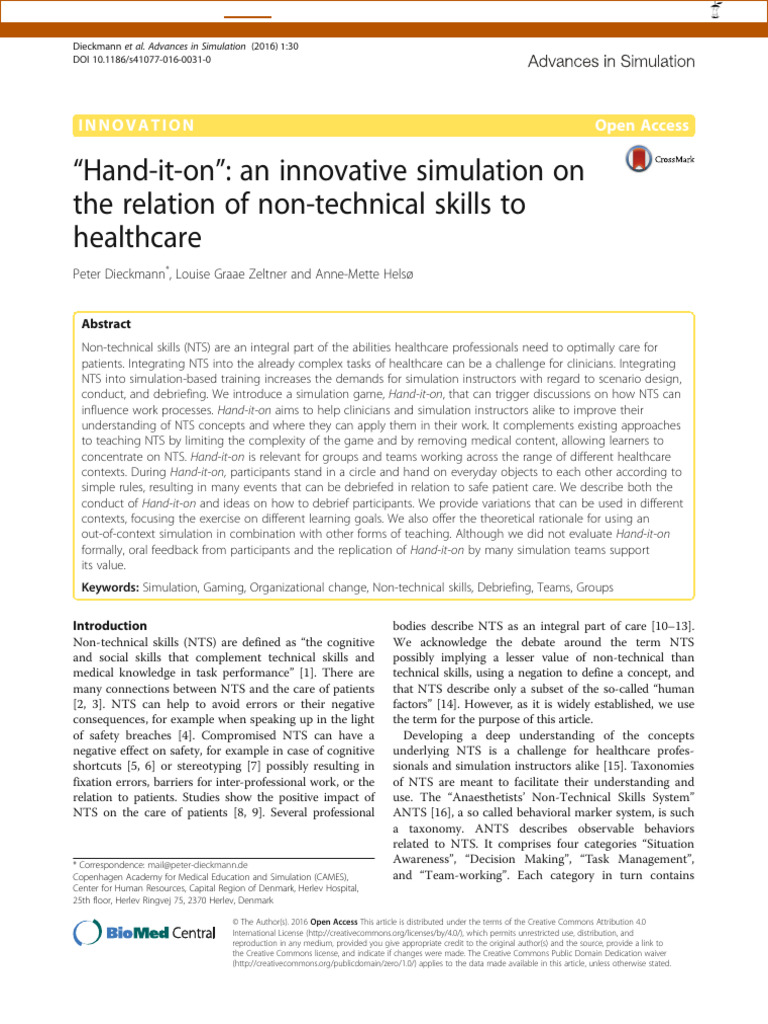 Innovative Simulation for Non-Technical Skills | PDF | Simulation ...