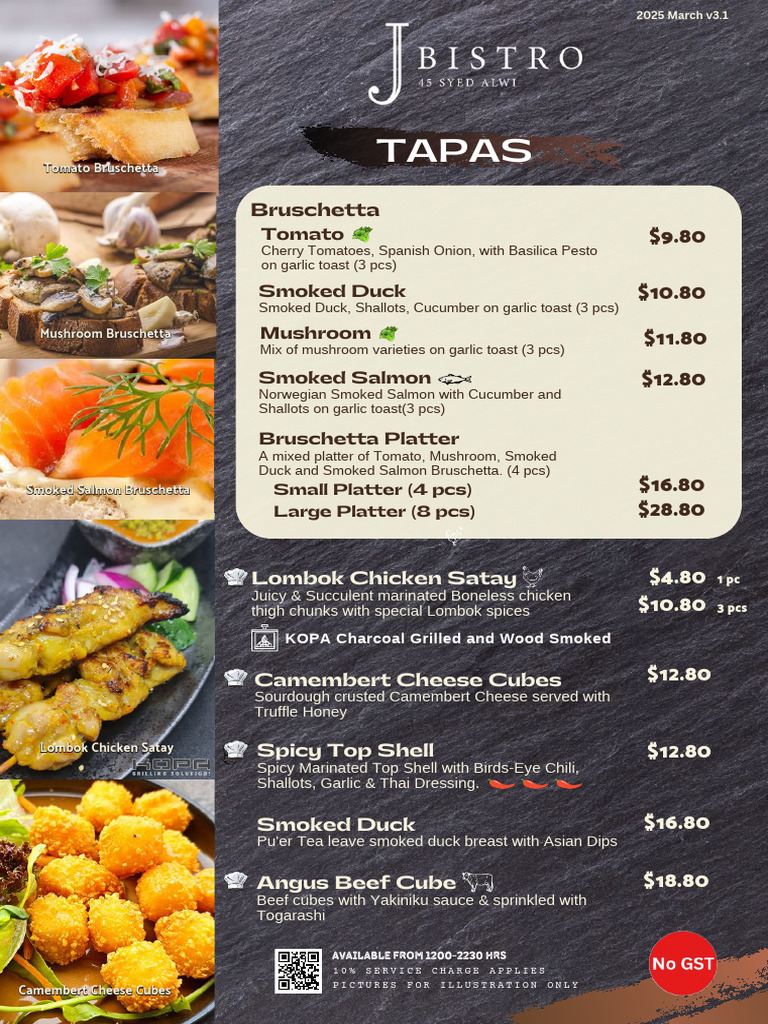 JBistro Menu Highlights | PDF | Hamburgers | Grilling