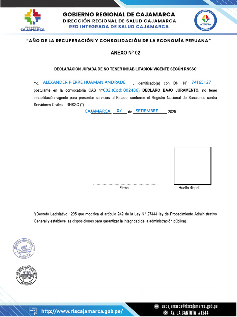 Anexo 02 - Declaracion Jurada de No Te 6qw4zgy | PDF