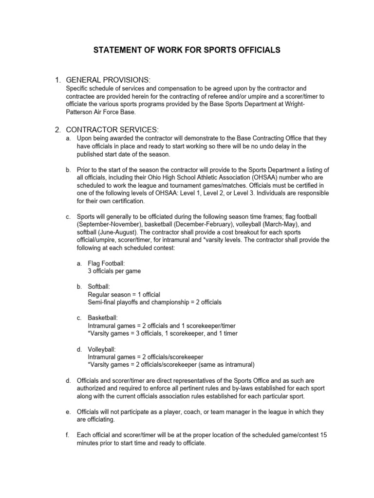 Sports Officials Contract Guidelines | PDF | Referee