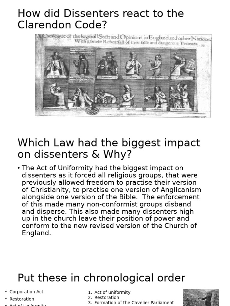 Dissenters' Response to the Clarendon Code | PDF | Christian ...