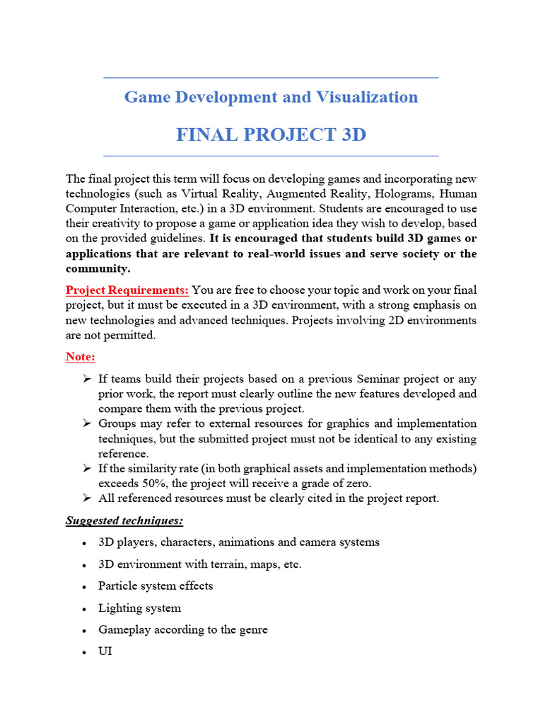 FinalProject3D Eng 2025 | PDF | 3 D Computer Graphics | Computer File