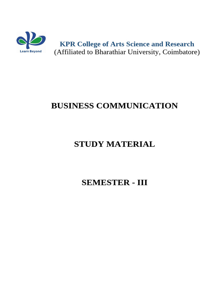 Business Communication Study Material | PDF | Communication | Nonverbal ...