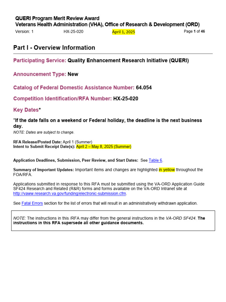 QUERI Program Merit Review Award 2025 | PDF | Veterans Health ...