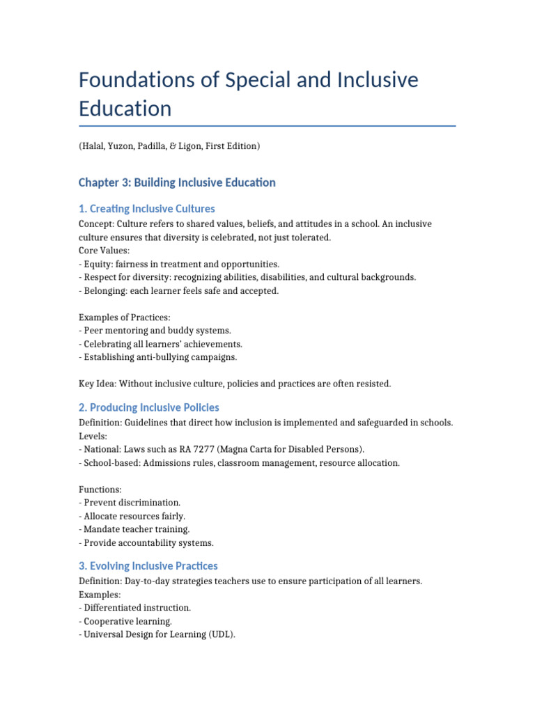 Inclusive Education Strategies and Policies | PDF | Inclusion ...