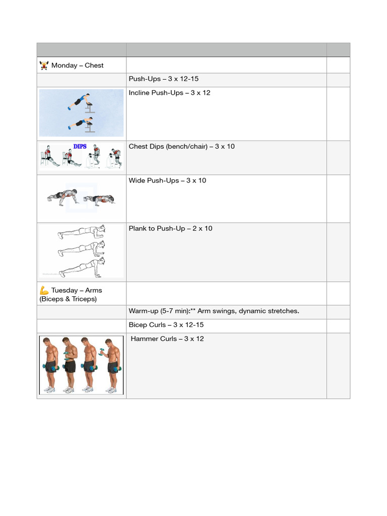 Weekly Bodyweight Workout Plan | PDF