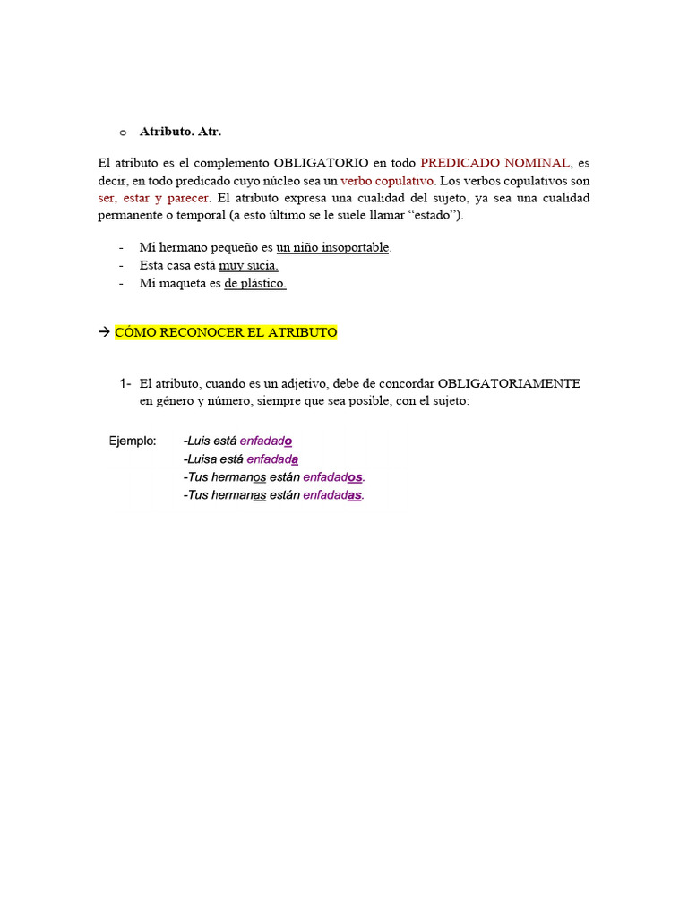 ATRIBUTO | PDF | Predicado (Gramática) | Verbo
