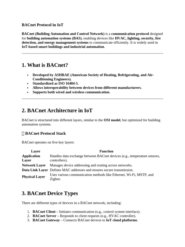 BACnet Protocol for Smart Building IoT | PDF | Internet Of Things ...