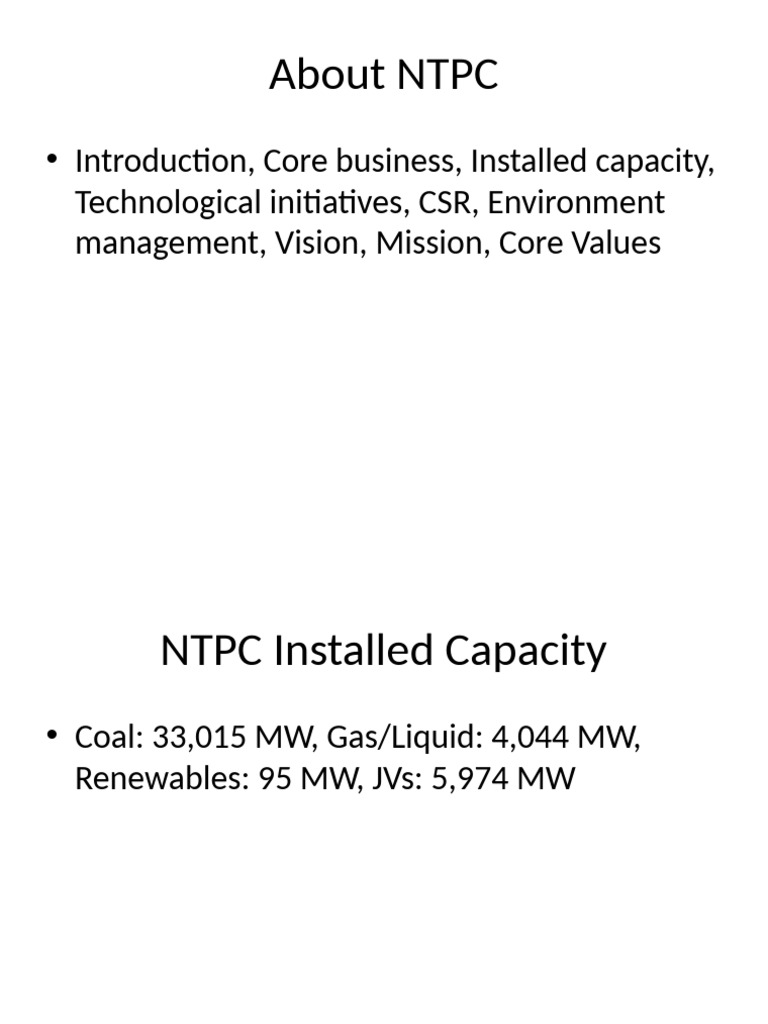 NTPC Overview: Power Plants & Operations | PDF