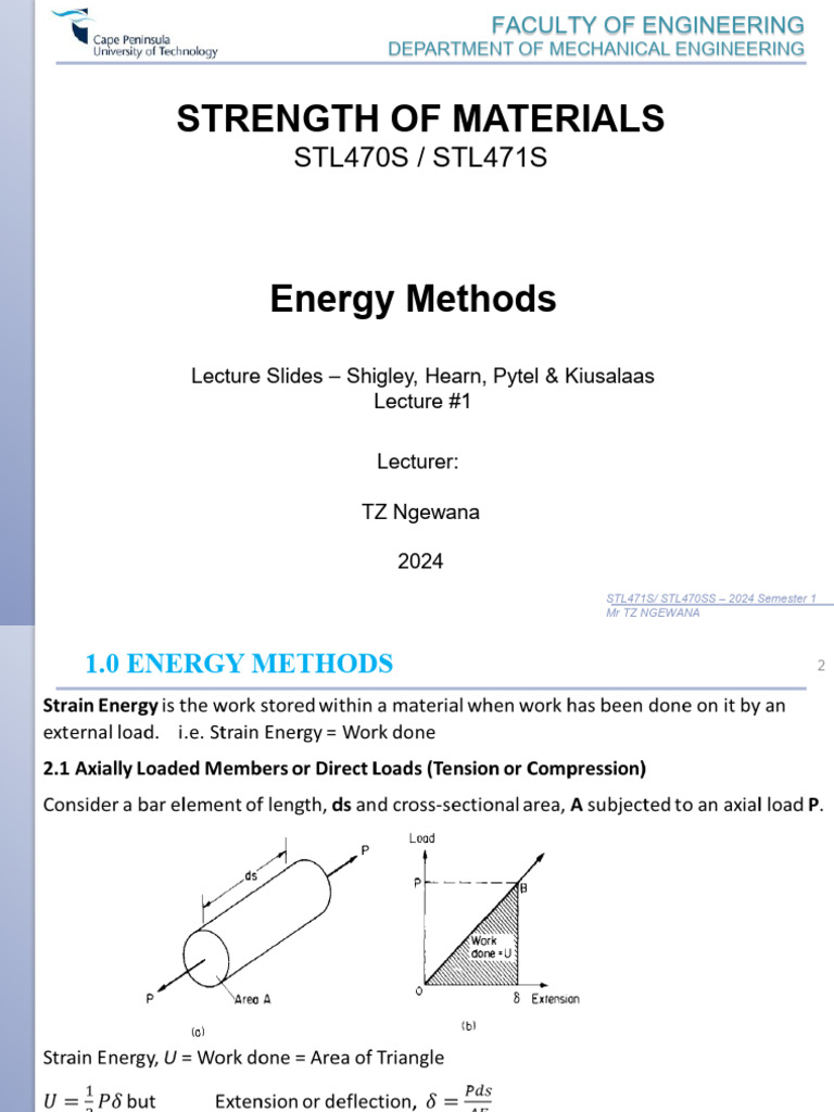 Energy Methods in Structural Analysis | PDF | Truss | Strength Of Materials
