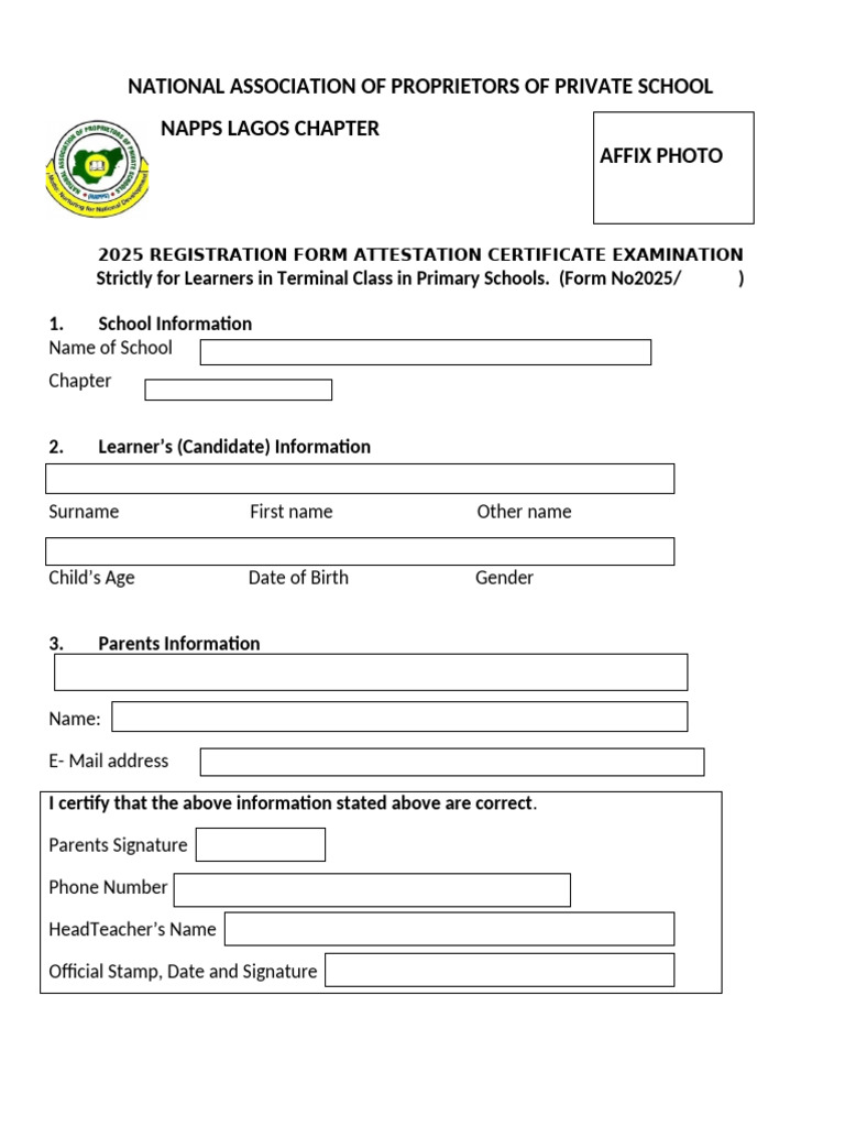2025 Private School Registration Form | PDF