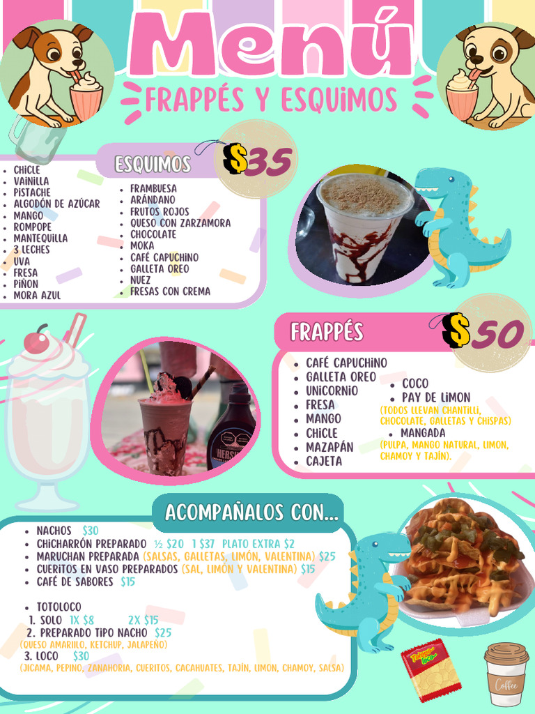 Menu Restaurante de Donas Llamativo Rosa Pastel | PDF | Cocina | Alimentos