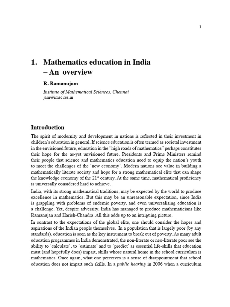 Mathematics Education in India | PDF | Curriculum | Teachers