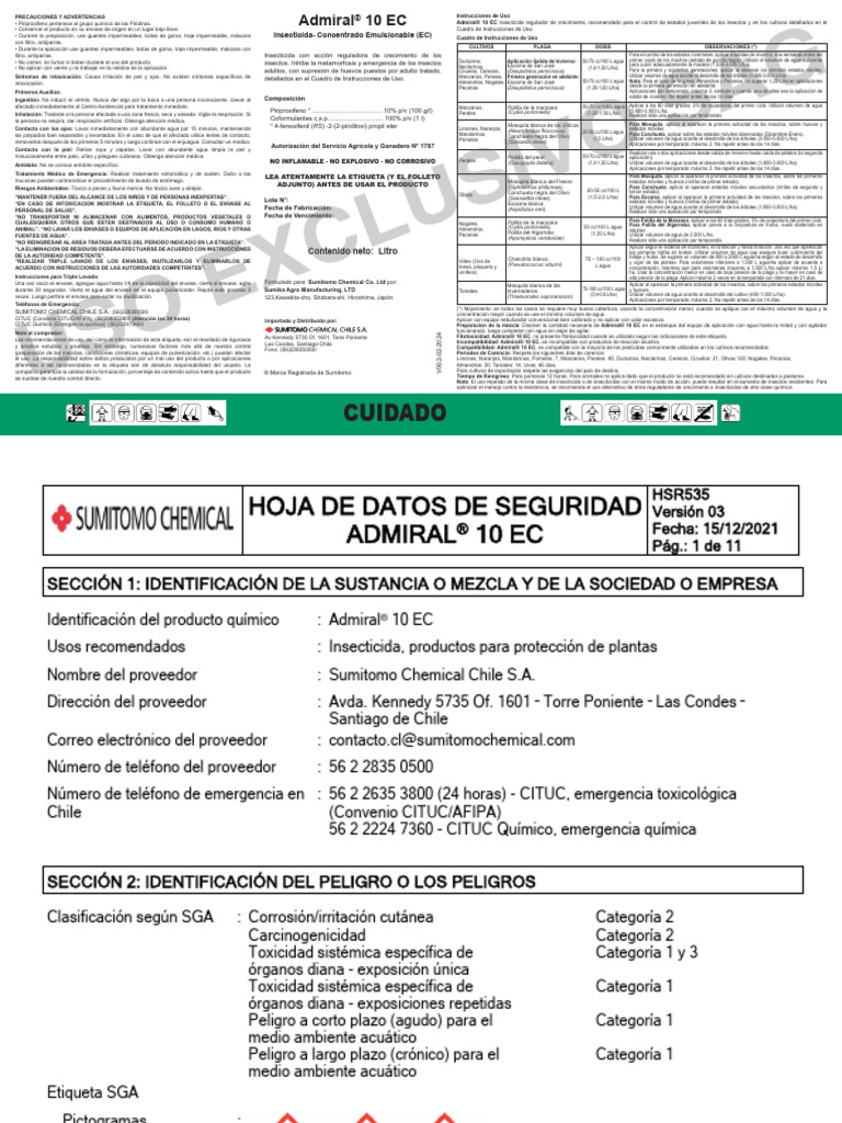 Etiqueta Admiral 10 EC: Insecticida y Uso | PDF | Agua | Insecticida