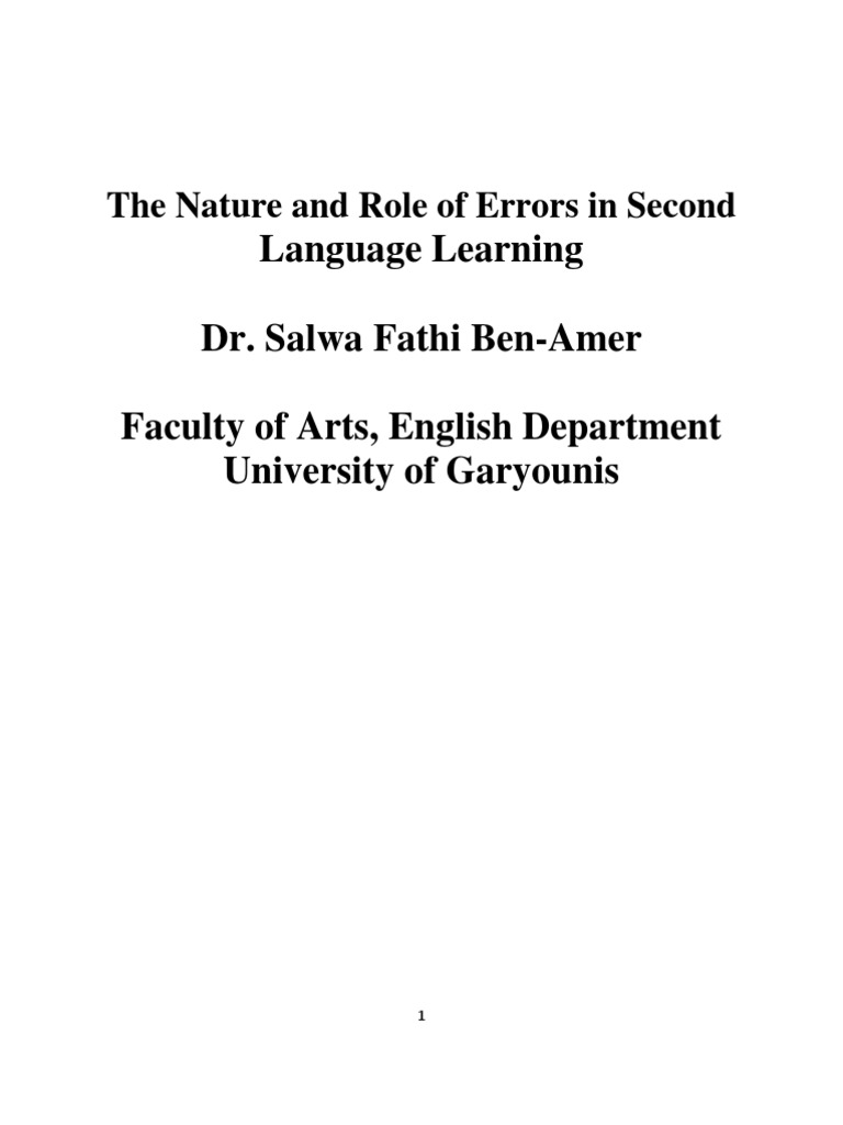 The Nature and Role of Errors in Second Language Learning - Dr. Salwa ...