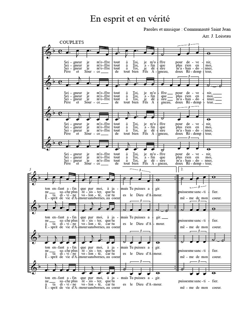 En esprit et en vérité : Paroles et musique | PDF