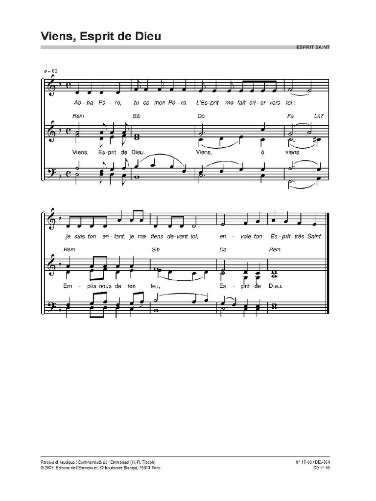 Viens Esprit de Dieu | PDF