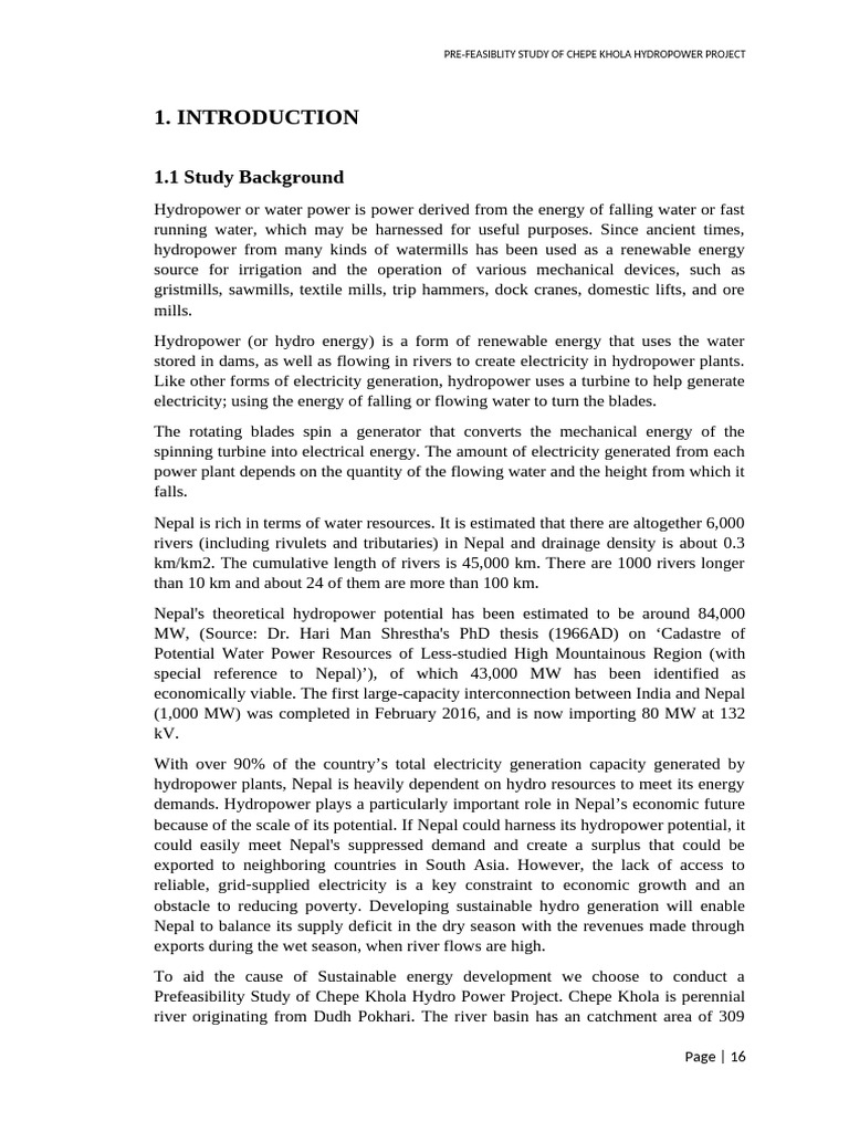 Chepe Khola Hydropower Prefeasibility Study | PDF | Drainage Basin ...
