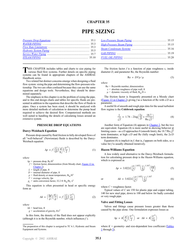 Pipe Sizing and Pressure Drop Guide | PDF | Dynamics (Mechanics ...