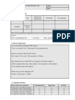 Needs Analysis Questionnaire