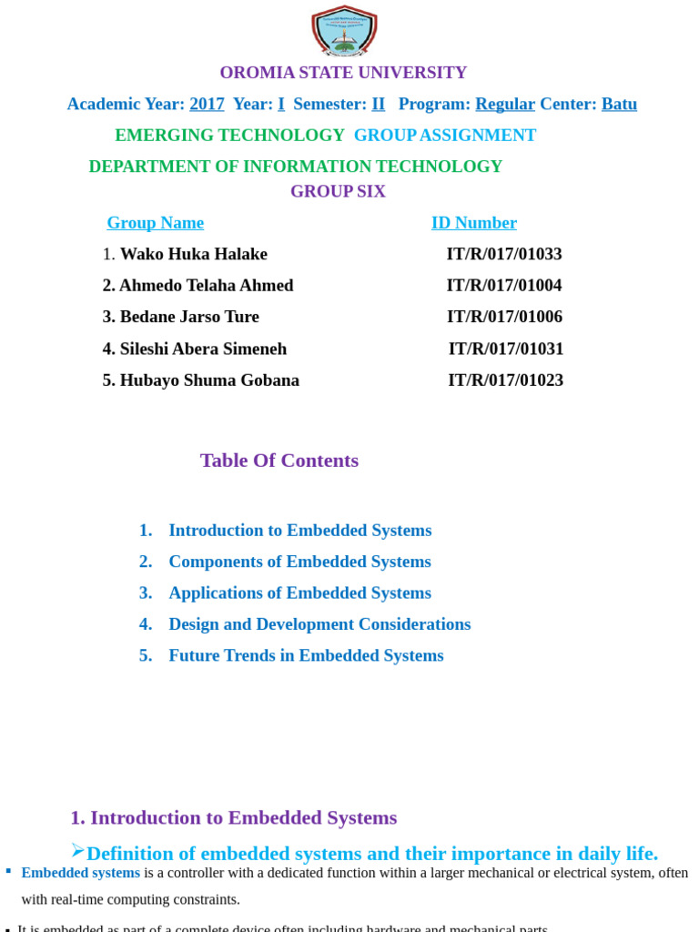 Embedded Systems: Overview & Applications | PDF | Embedded System ...