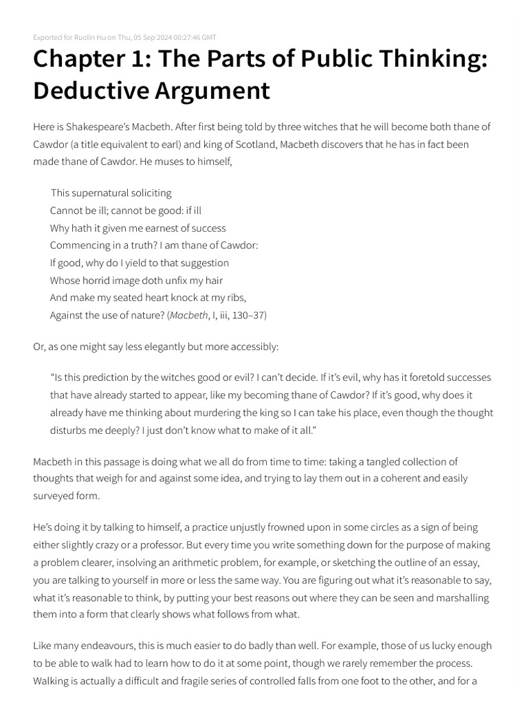 Understanding Deductive Arguments in Reasoning | PDF | Argument | Logic
