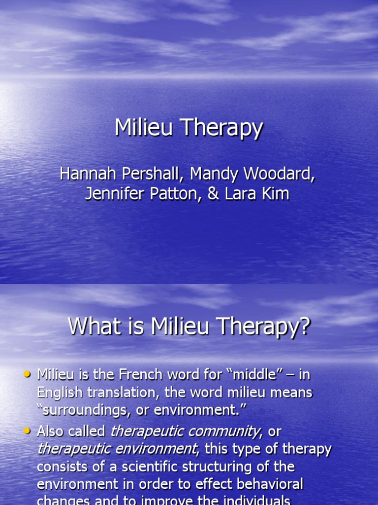 Milieu Therapy | PDF | Psychotherapy | Interpersonal Relationships