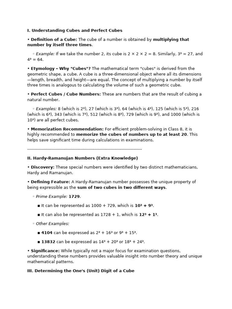 Understanding Cubes and Perfect Cubes | PDF | Multiplication | Numbers