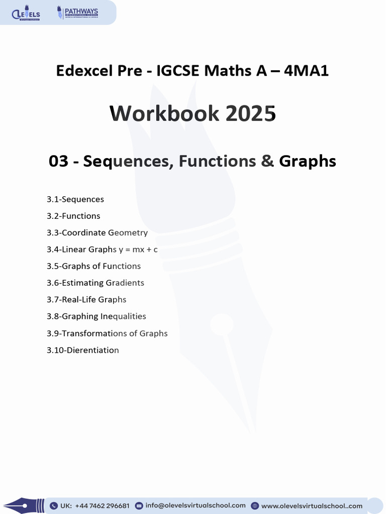 Pre-IGCSE Maths: Graphs & Functions | PDF | Line (Geometry) | Function ...