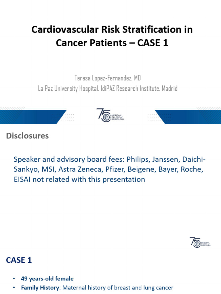 016 - CV Risk Stratification Case 1 | PDF | Breast Cancer | Causes Of Death