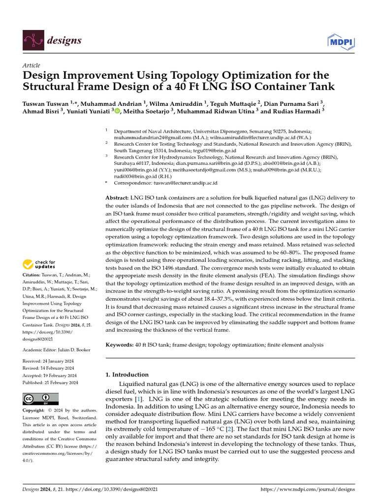 Topology Optimization for 40 Ft LNG Tank Design | PDF | Mathematical ...