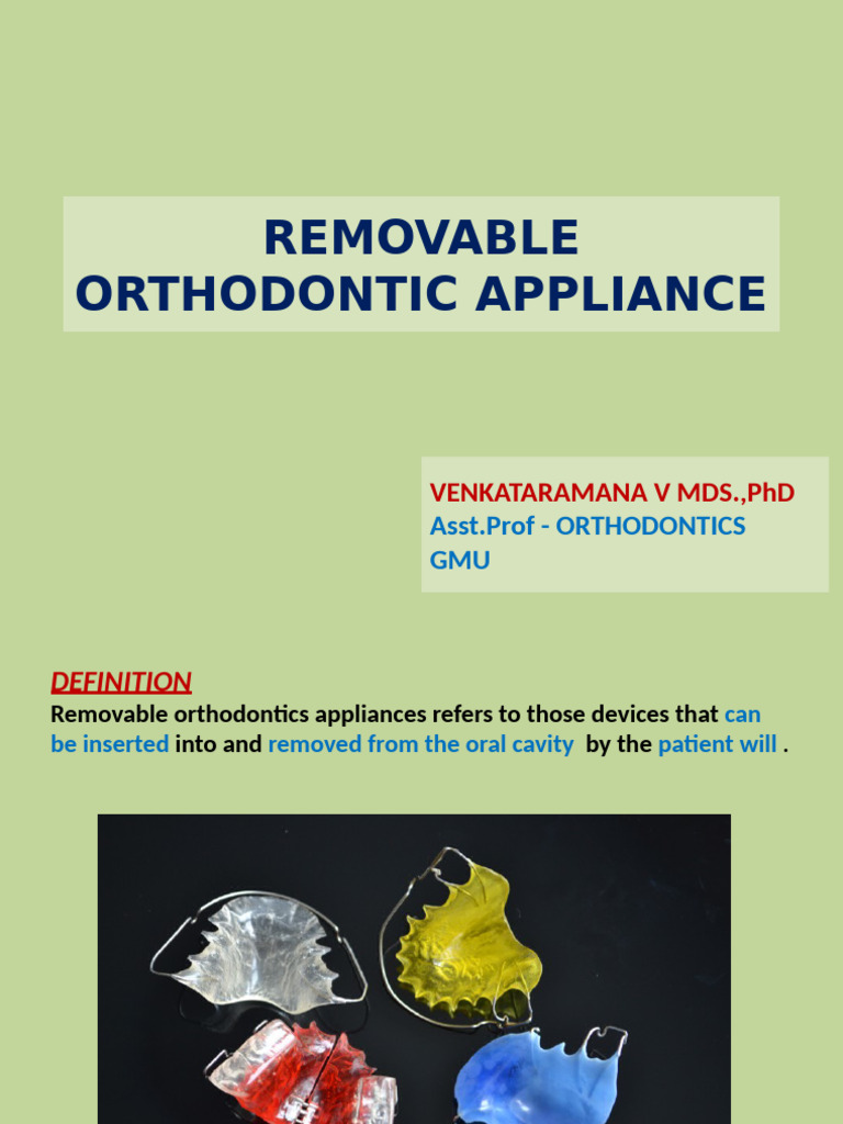 Removable Orthodontic Appliances Guide | PDF | Orthodontics | Dental ...