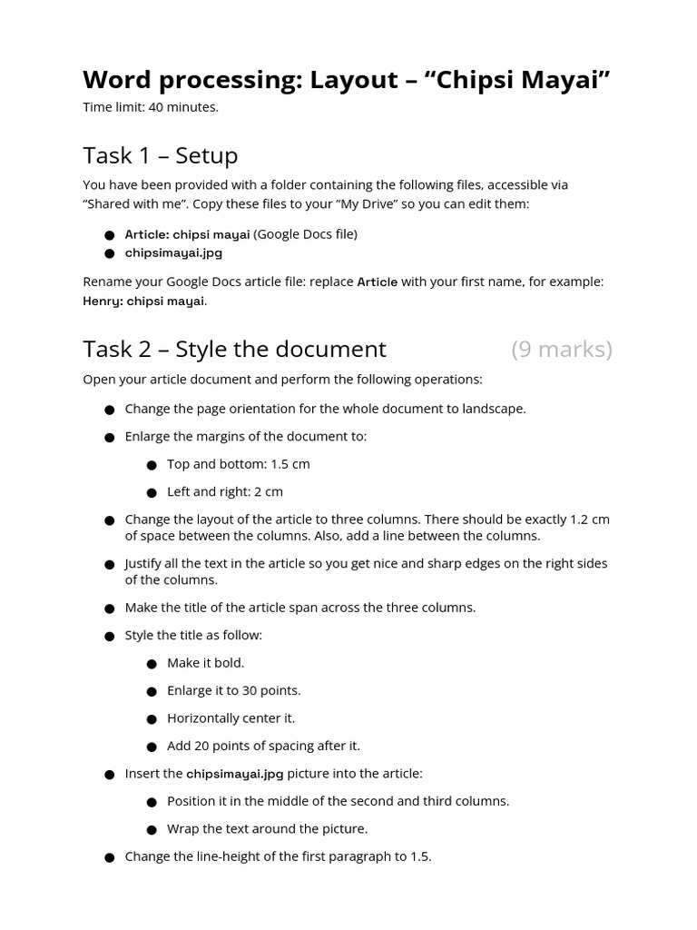 Word Processing Guide for Chipsi Mayai | PDF