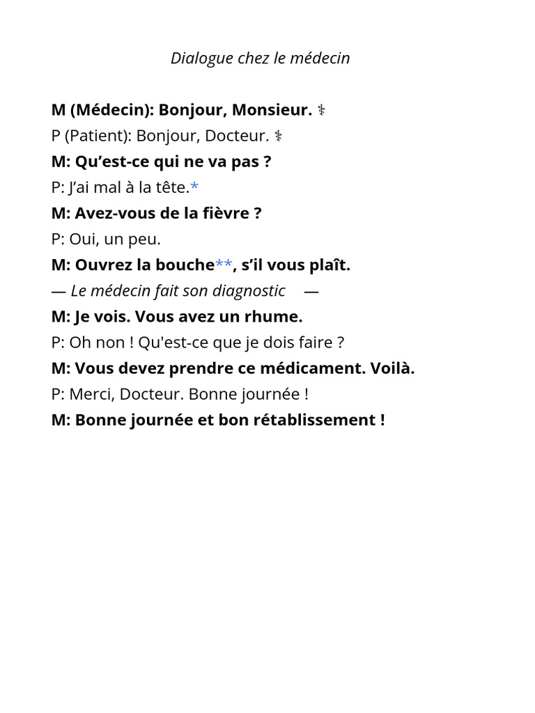 Dialogue médical simple et efficace | PDF