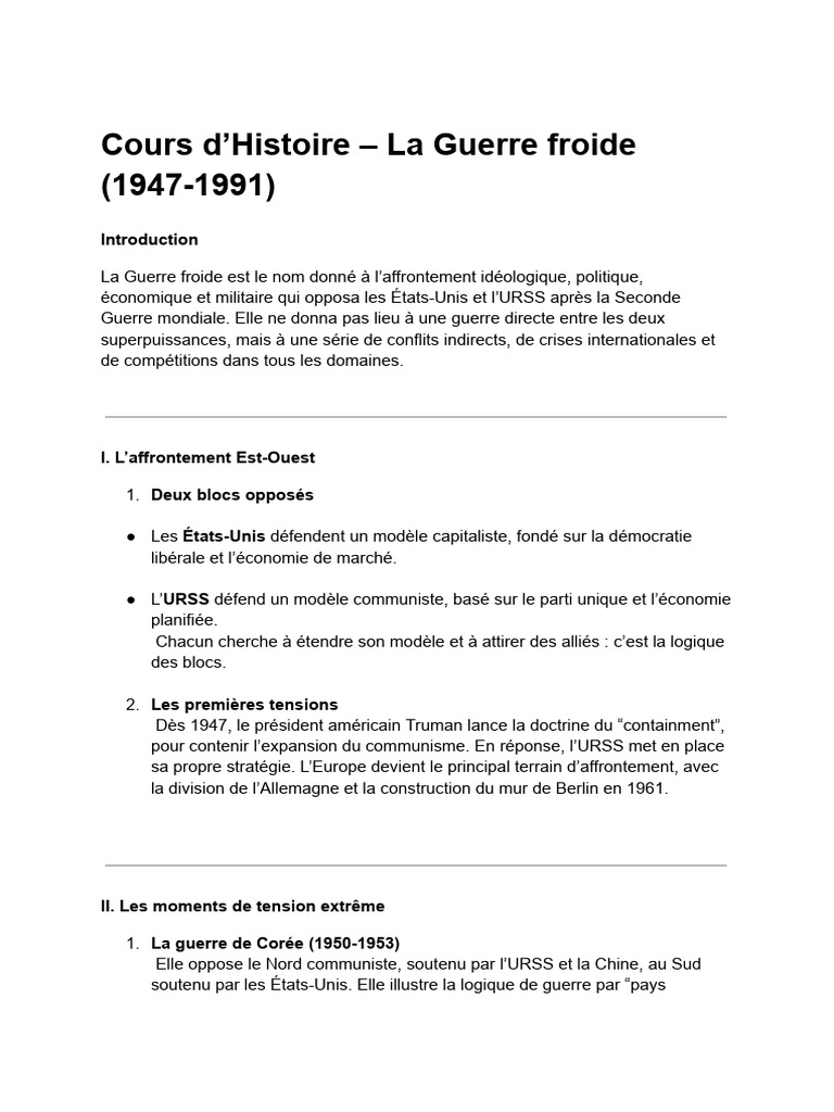 Histoire de la Guerre froide (1947-1991) | PDF | Guerre froide | Communisme