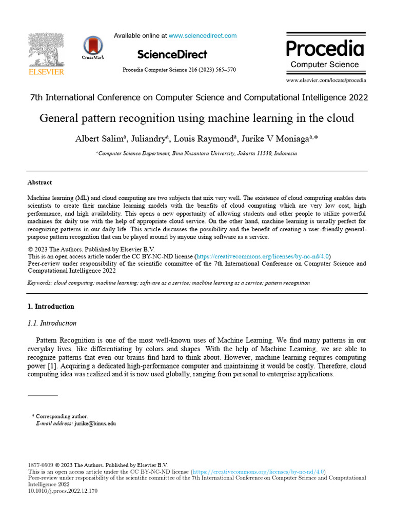 General Pattern Recognition Using Machine Learning 2023 Procedia ...
