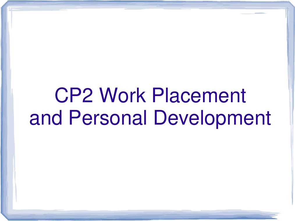 CP2 Work Placement Guide | PDF | Business | Home & Garden