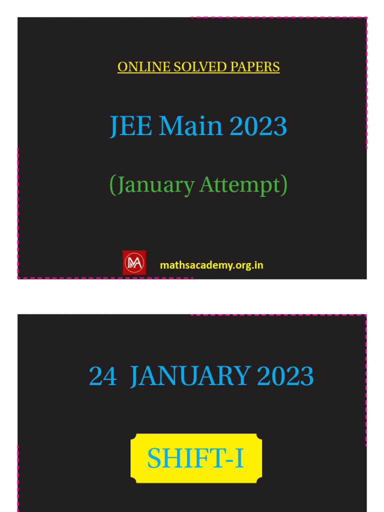 JEE Main 2023 Solved Papers - January | PDF | Mathematics | Geometry