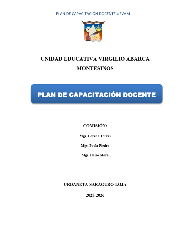 Plan de Capacitación Docente - UEVAM - 2025 - 2026 VÁLIDO | PDF ...