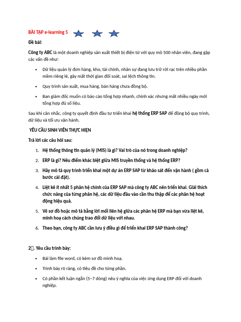 BÀI TẬP E -LEARING 5 | PDF