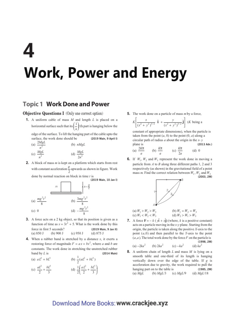 Work and Power in Physics Problems | PDF | Friction | Mass