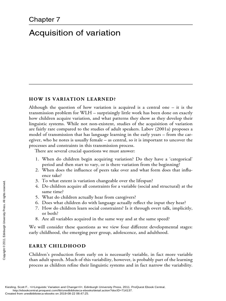 Understanding Children's Language Variation | PDF | Language ...