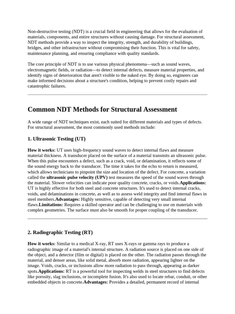 NDT Methods for Structural Integrity | PDF | Nondestructive Testing ...