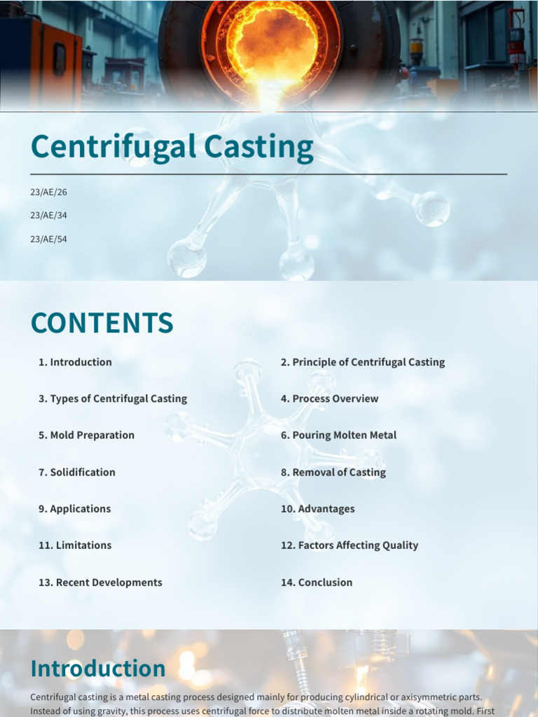 Centrifugal Casting and Its Important Procedures | PDF | Materials ...