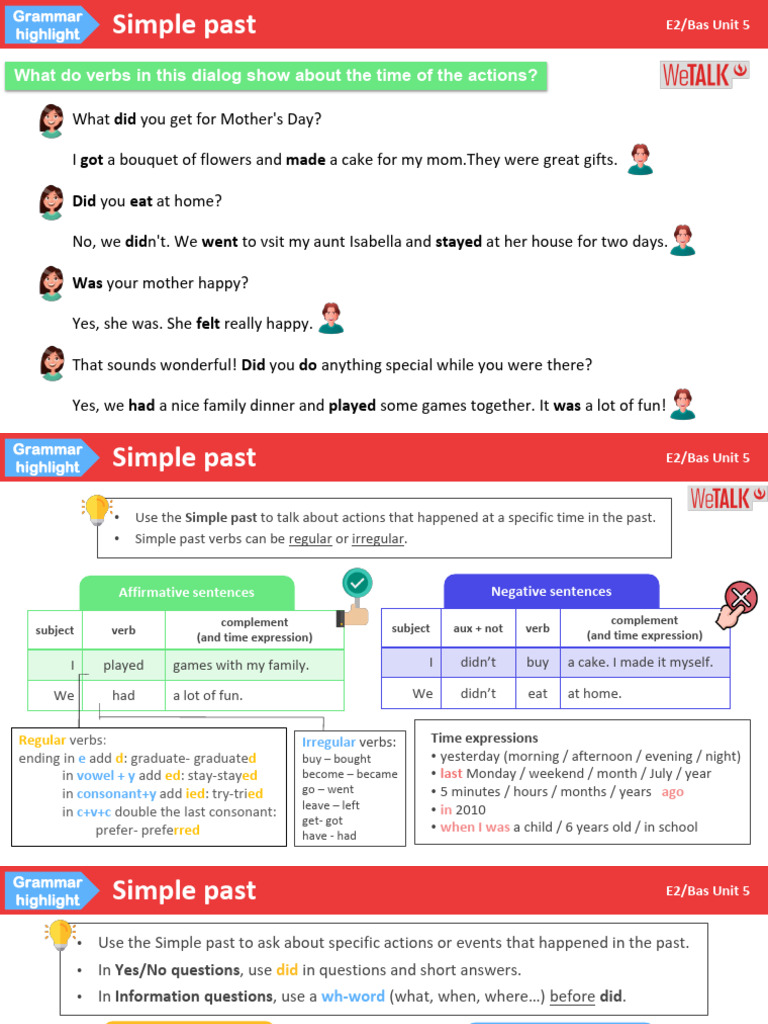 Simple Past Tense Grammar Guide | PDF | Question | Linguistic Typology