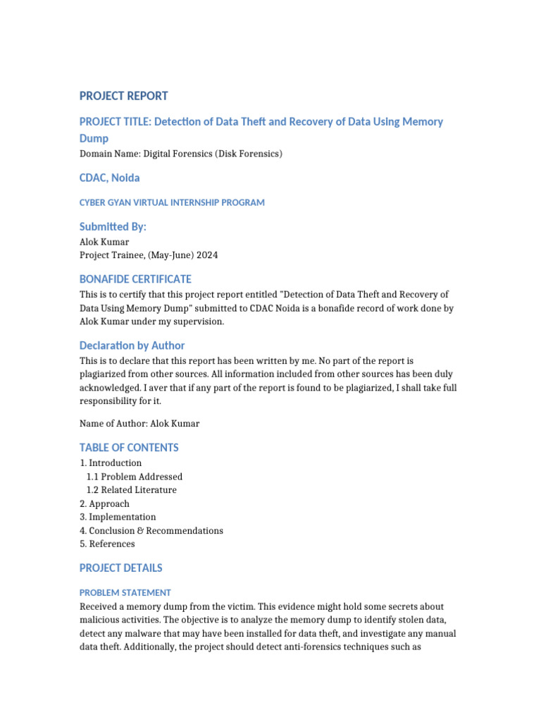 Detection of Data Theft Report | PDF | Computer Forensics | Digital ...